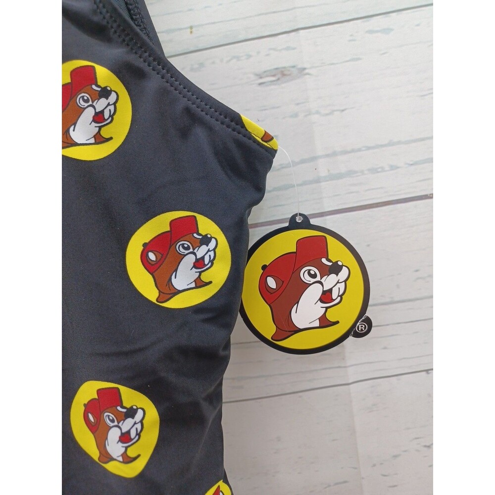 Buc-ees Women's X-Small Black Logo Print One Piece Swimsuit Bathing Suit Bucees - Picture 2 of 5
